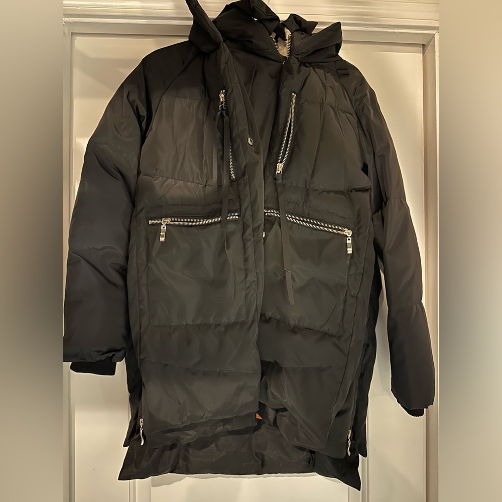 OROLAY Black Down Puffer Jacket with Zippered Poc… - image 1